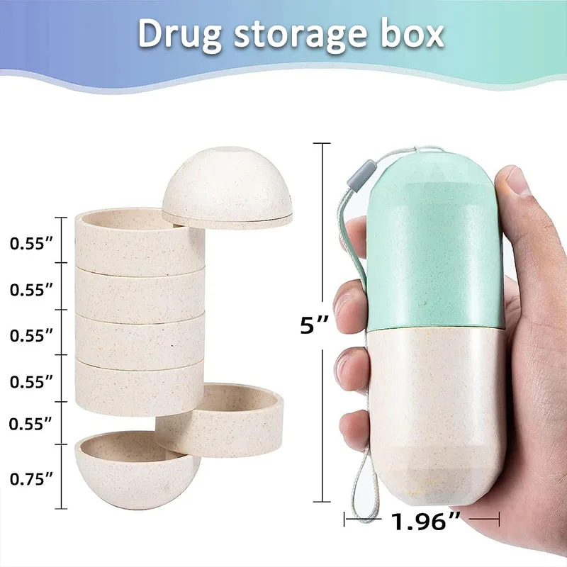 A seven-day pill box, suitable for travel and hiking, for storing pills, vitamins, and fish oil, 1 piece