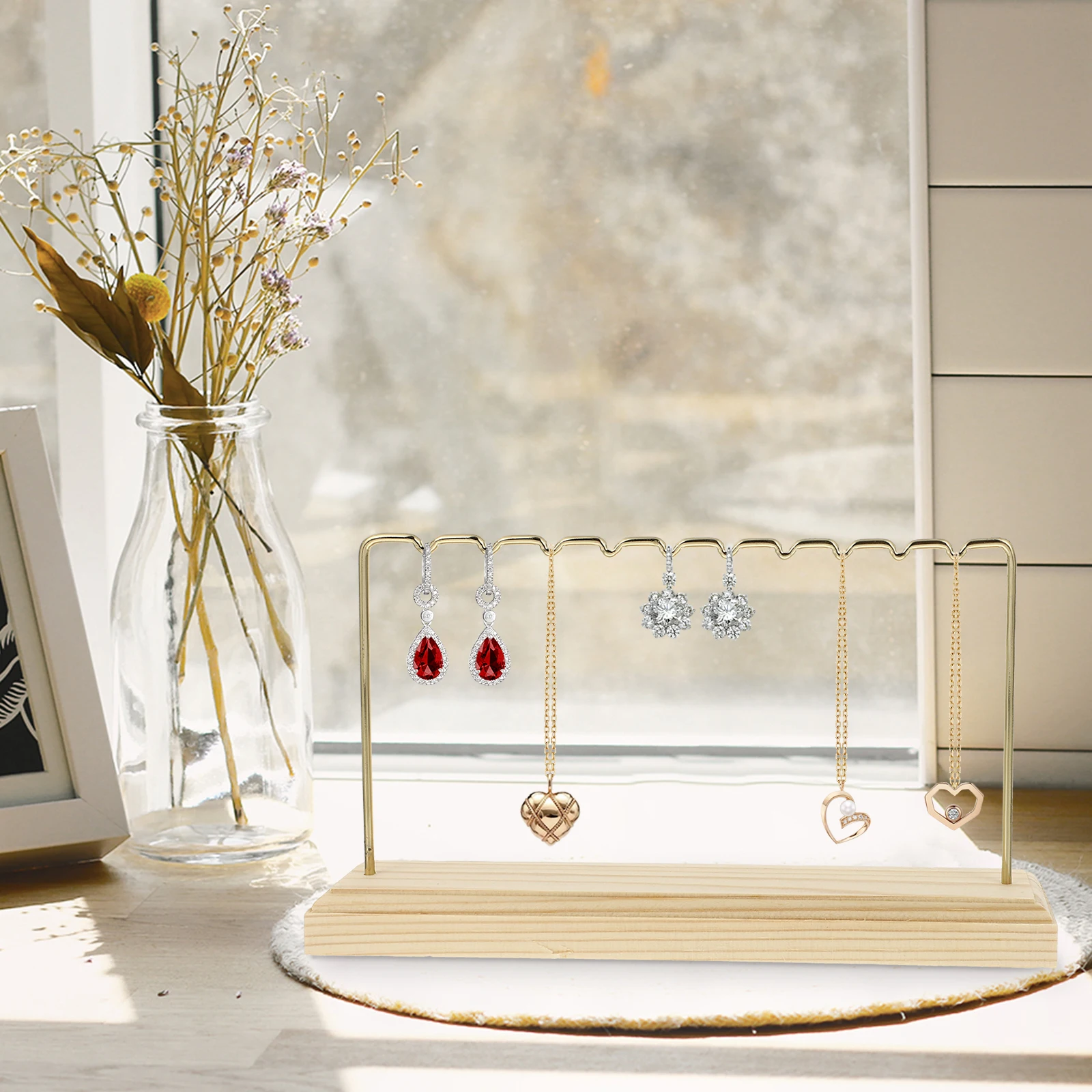 

Jewelry Organizer Stand Earrings Display Holders for Selling Storage Rack Golden