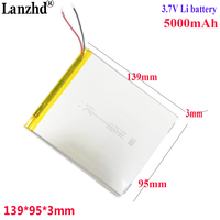 3.7V Li Polymer Battery  5000mah For 10.1 inch tablet Learning machine tablet battery 3195139 139*95*3mm