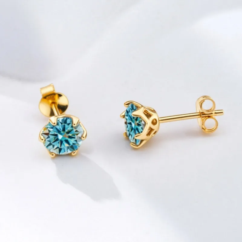 Jellystory S925 Silver Moissanite Stud Earrings Screw Back Round Cut Diamond Simulant Hypoallergenic Jewelry Gift For Women Men