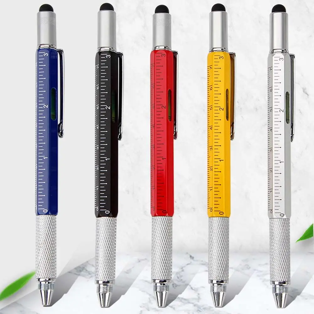 Capaciative pen Gadget With Scale Level Meter Replacement refill Ballpoint Pen Flat-blade Screwdriver Cross Screwdriver