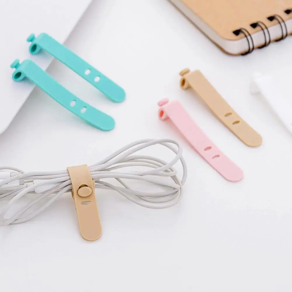 1/2/5PCS Cable Organizer Earphones Wire Winder Clip Data Cable Reusable Tie 2 Holes Silicone Beam Line Cord Winder Holder