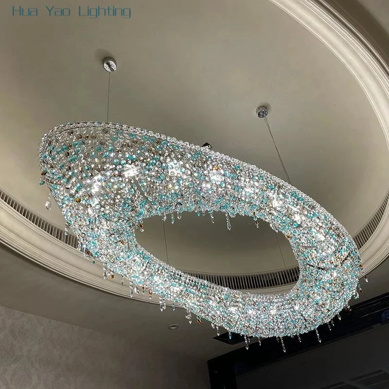 Luxurious crystal art chandelier Villa creative island restaurant designer hotel decorative lighting project lamp