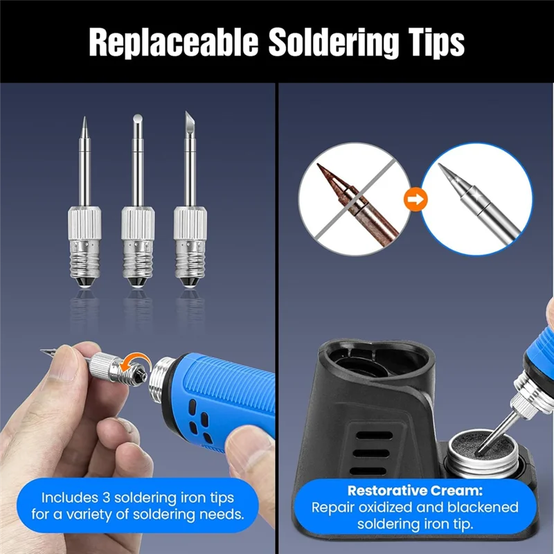 AB46-Cordless Soldering Iron Kit, LDE Digital Display USB Rechargeable Soldering Iron For Small Soldering Projects, DIY