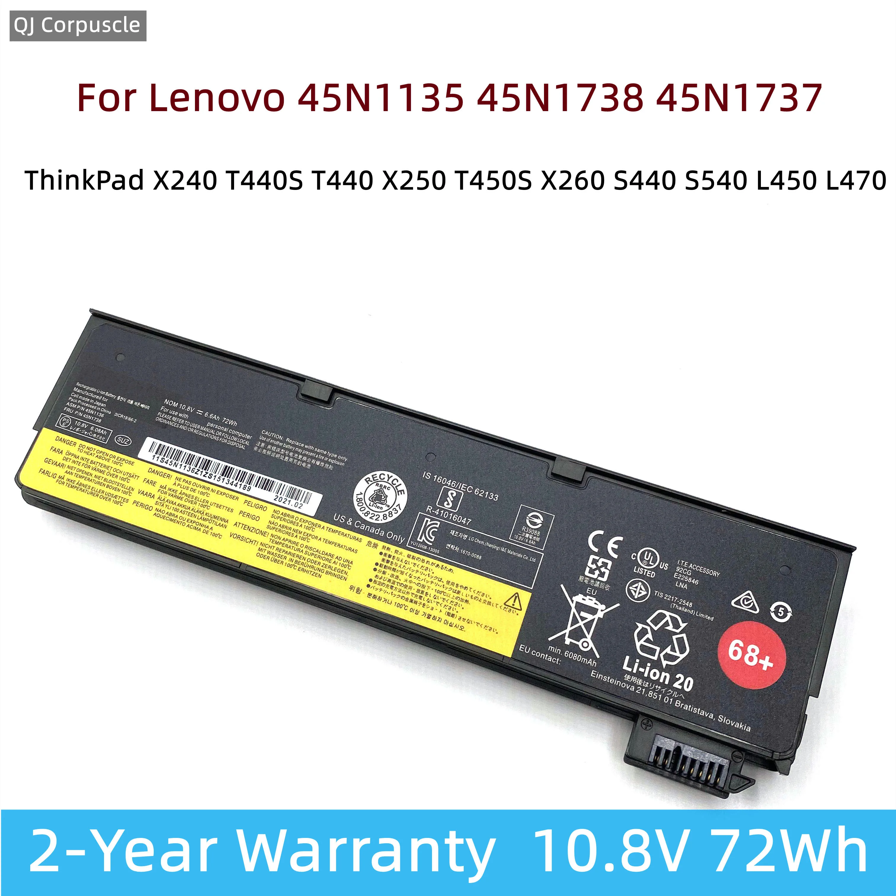 

Original 45N1738 45N1135 Laptop Battery For Lenovo ThinkPad X240 T440S T440 X250 T450S X260 S440 S540 L450 L470 45N1777 45N1737