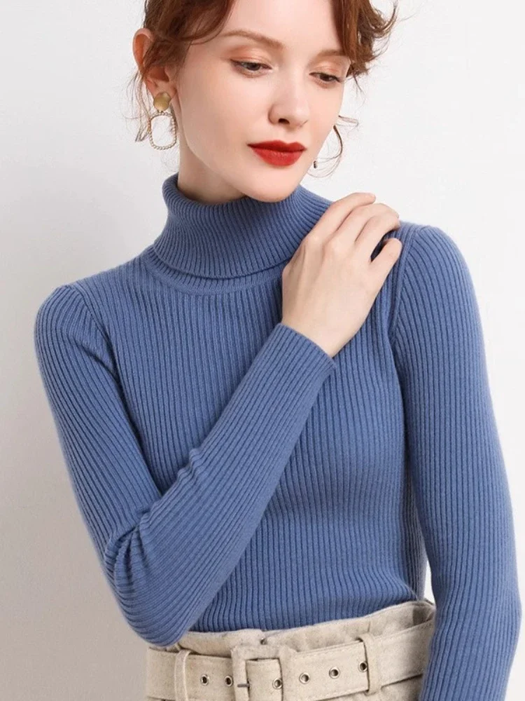 Zjaiss Knitted Soft Pullovers Women Turtleneck Sweater Basic Solid Color Warm Slim Sweaters Women Autumn Winter Casual Jumper