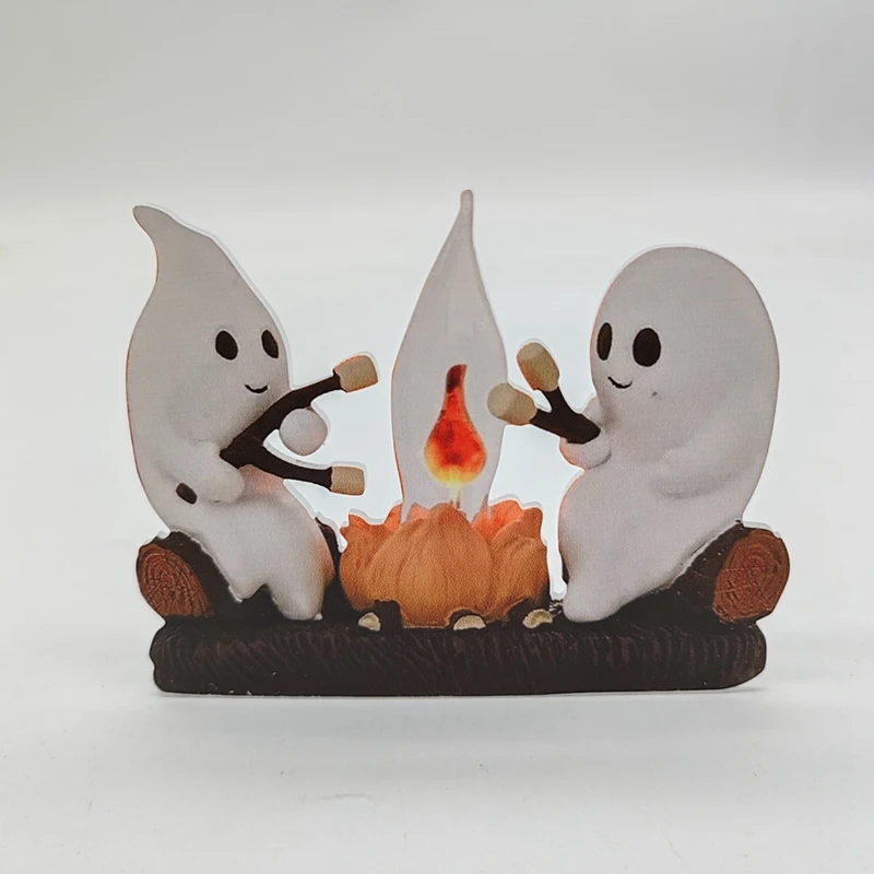 Ghost Campfire Flickering Night Light Flame Halloween Nightlight 3D LED Small Faux Campfire Night Light Decor