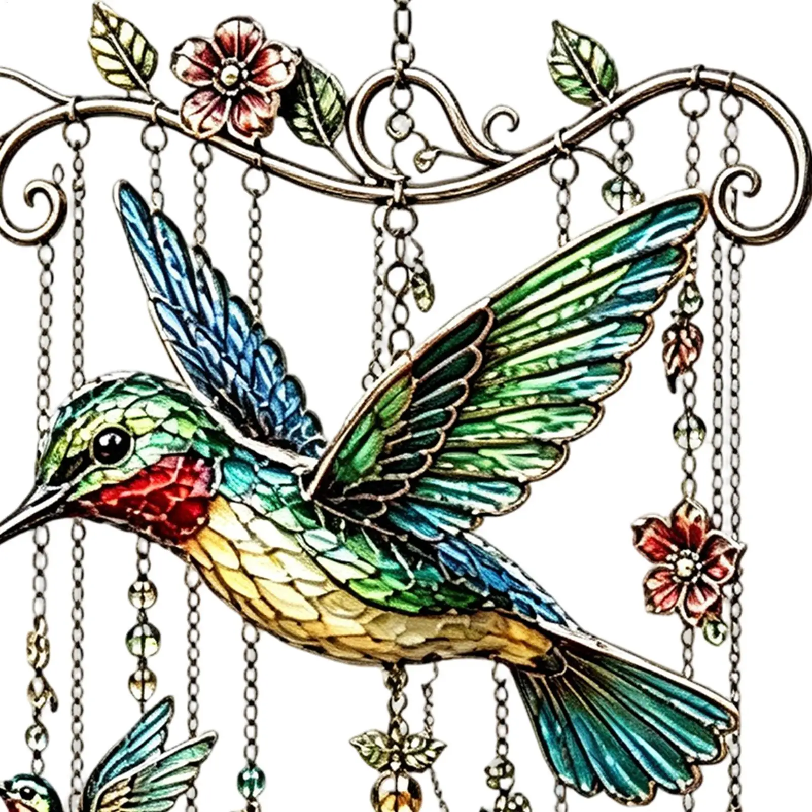 Wind Chimes Metal Aesthetic Rustproof Ornament Hummingbird Wind Chimes Outdoor For Yard Patio Porch Pathway Balcony Home Window