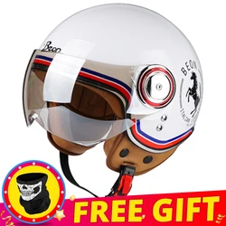 BEON Casco Moto Retro Motorcycle Helmet Summer 3/4 Open Face Helmet Bike Motorbike Helmet Scooter Racing Motocross Helmet S-XL