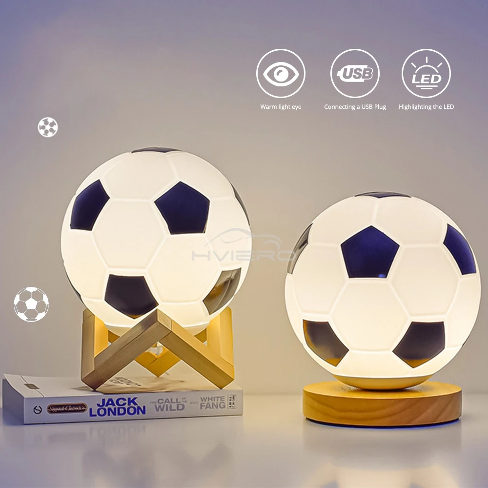 Luce notturna da calcio USB bianco caldo LED circolare in legno massello di vetro piccola lampada da tavolo comodino camera da letto studio decorazione illuminazione