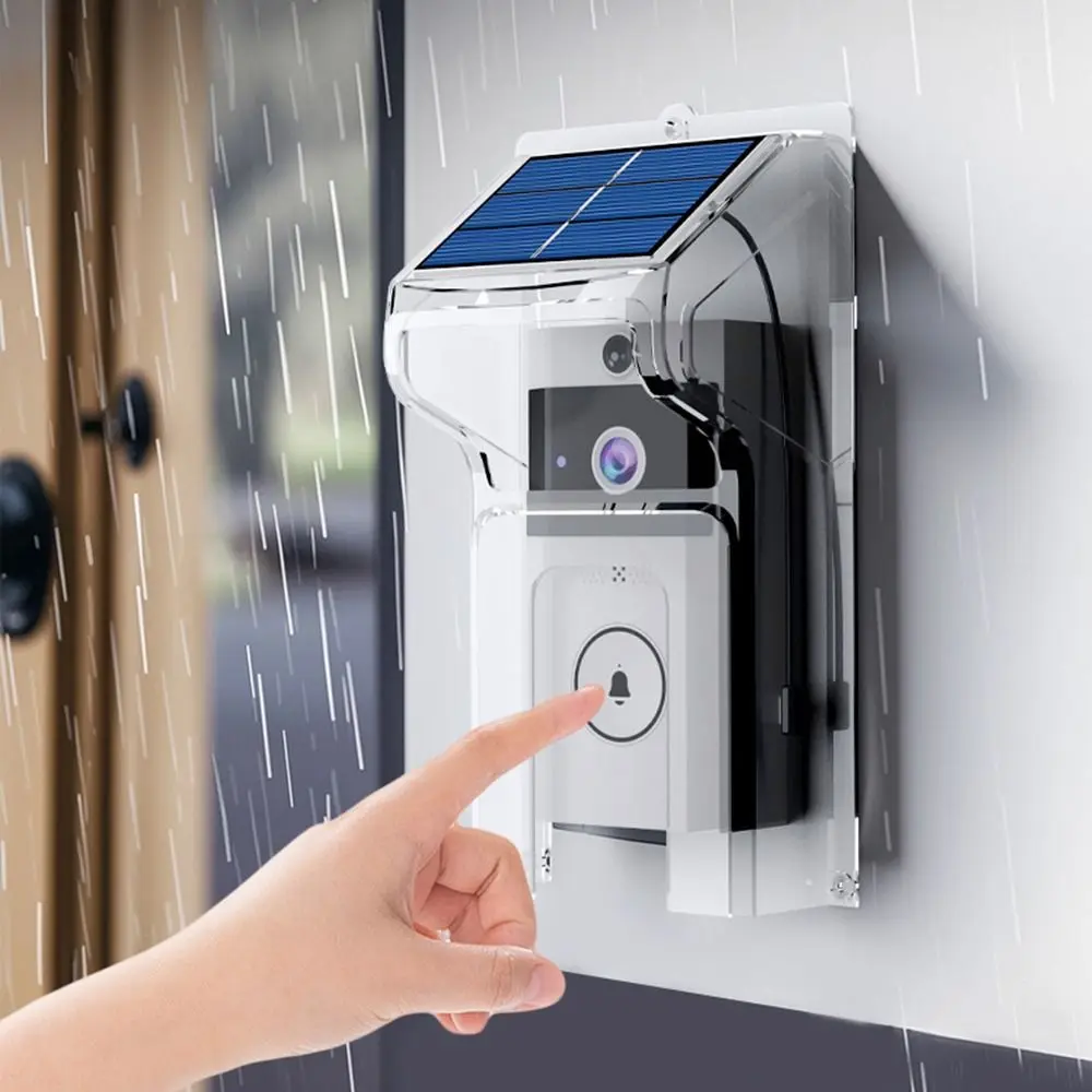 Waterproof Visual Intercom Doorbell Wireless Home Security Smart Home Doorbell with Protective Cover Solar Power