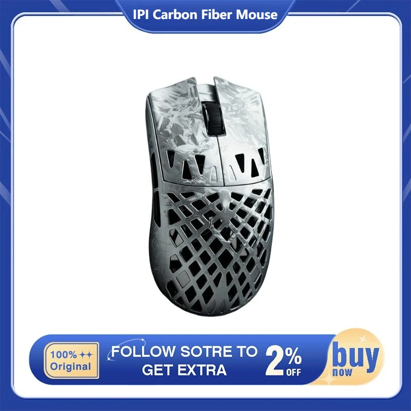

IPI FLY Wireless Mouse Three Mode Carbon Fiber Hollow Mouse PAW3950 Double 8K Ergonomic Lightweight FPS Varolant Gaming Mouse