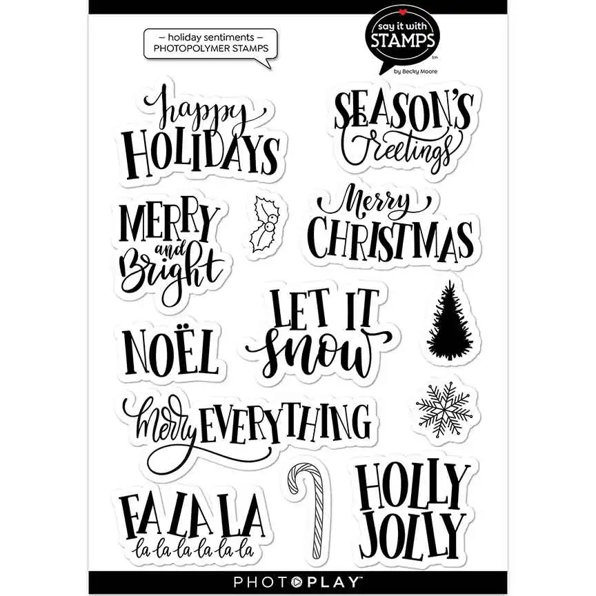 2022 New Christmas Holiday Sentiments Clear Stamps Set Scrapbooking Cutting Dies Background Frames Card Craft