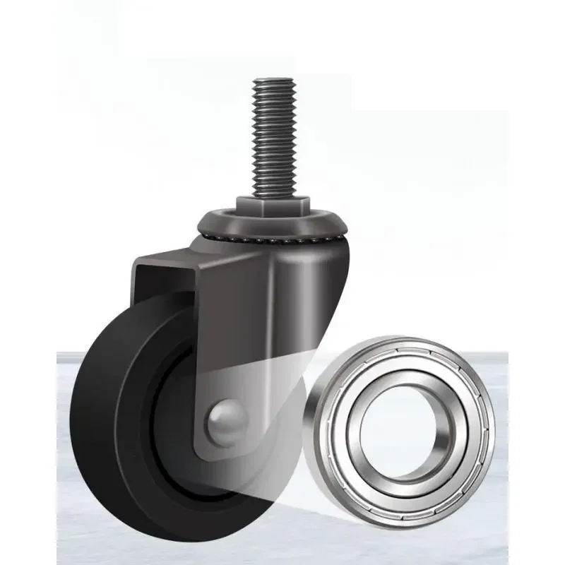 4PCS Universal Threaded Casters - 2inch (50mm) M6/M8/M9.6/M10/M12 Stem, Silent Rubber Wheels with Locking Brake