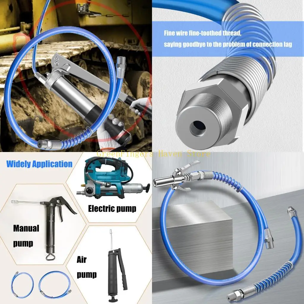 F68D Pack of 2 Flexible Grease Guns Hose High Pressures Resin Tube With Thread Fitting For Industrial Lubrication Systems