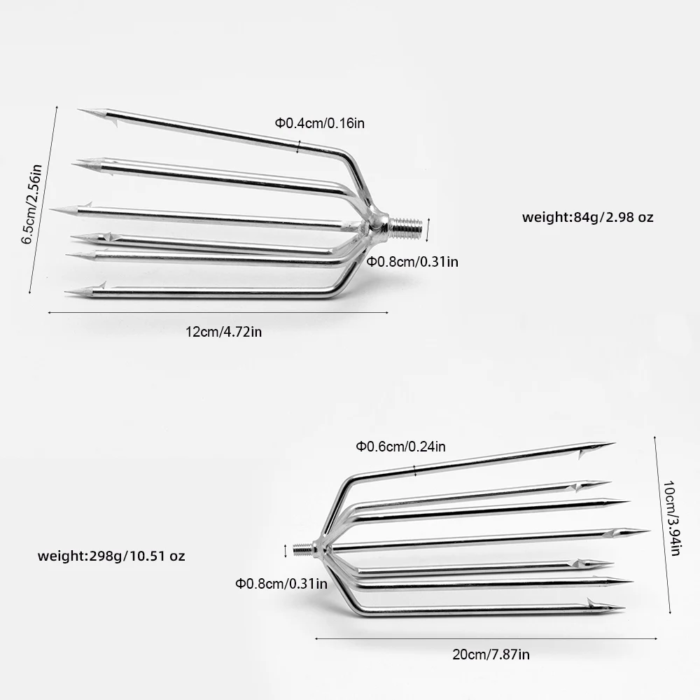 1 stainless steel harpoon, ice breaking fishing gear, pointed diving spear, straight toothed curved teeth, multiple models