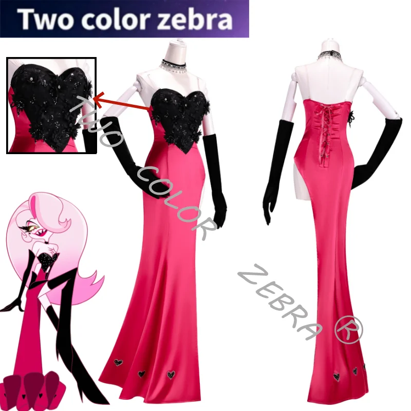 

Angel Dust Cosplay Costume Cartoon Hotel Cos Pink Sexy Dress Backless Evening Unifrom Hallowen Carnival Comic Con Party Roleplay