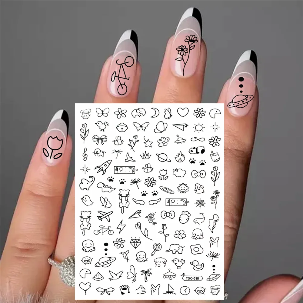 

TSC-018 TSC-066 Brief strokes DIY 3D Back glue Nail Art Stickers Decals Sliders Nail ornament