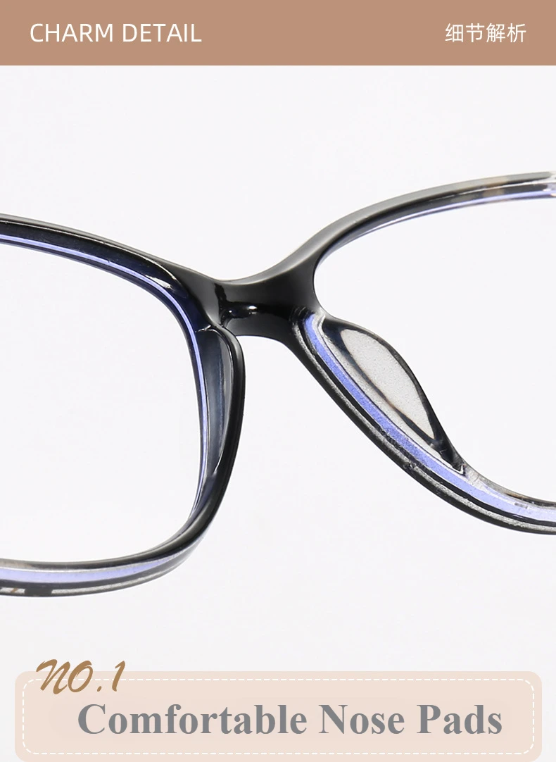 +1,0 ~ +4,0 Langlebige Lesebrille mit Scharnier, Leopardenmuster, rechteckig, Anti-Blaulicht-Metallzubehör, Presbyopie-Brille – Detail 3