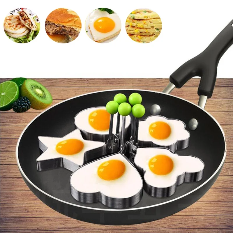 

5pcs Fried Egg Pancake Shaper Omelette Mold Mould Frying Egg Cooking Tools Kitchen Accessories Gadget Rings