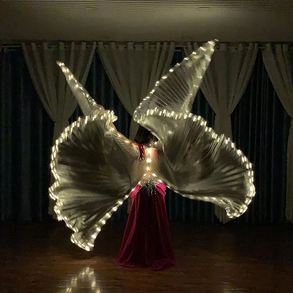 Belly Dance LED Wings Isis Wings Silver Wing Yellow Lights Accessories For Adult Stage Performance Practice Photographic Props