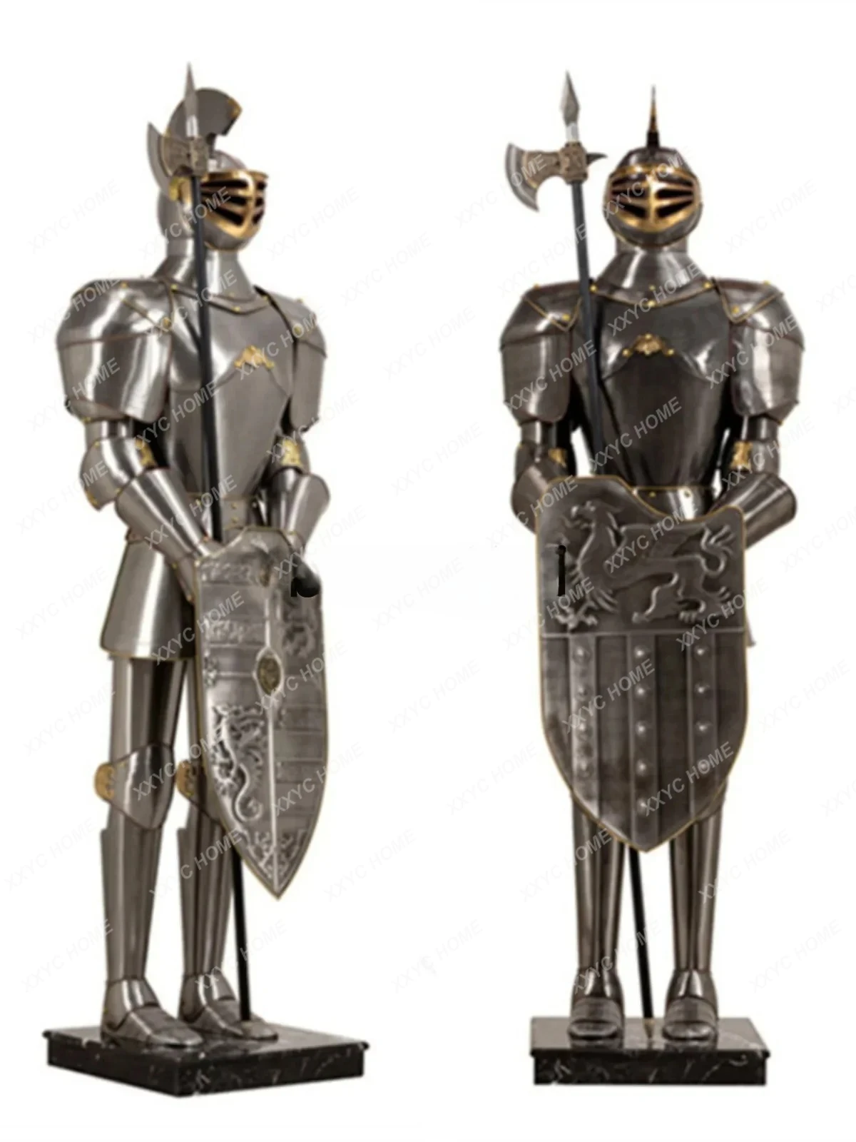 A Large European retro medieval gatekeeper knight armor floor-to-ceiling living room decoration ornament