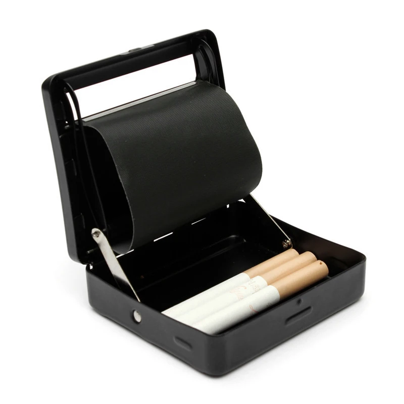 Cigarette Case Automatic Rolling Machine Black Tin Case Smoke Maker Tobacco Roller Smoking Tool Tobacco Cigarette Accessories