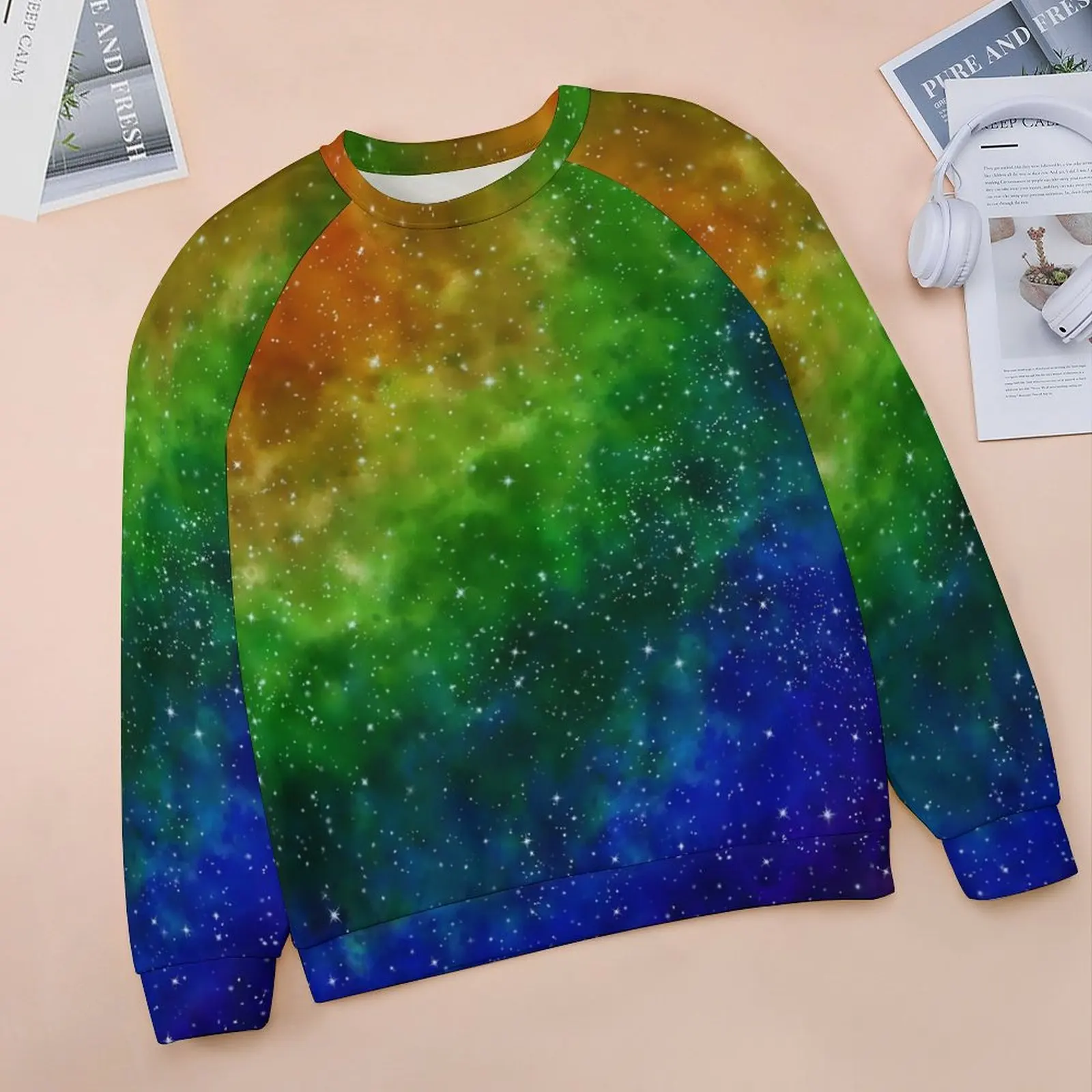 Rainbow Galaxy Casual Hoodies Colorful Print Modern Design Hoodie Winter Long-Sleeve Hip Hop Oversize Sweatshirts Birthday Gift