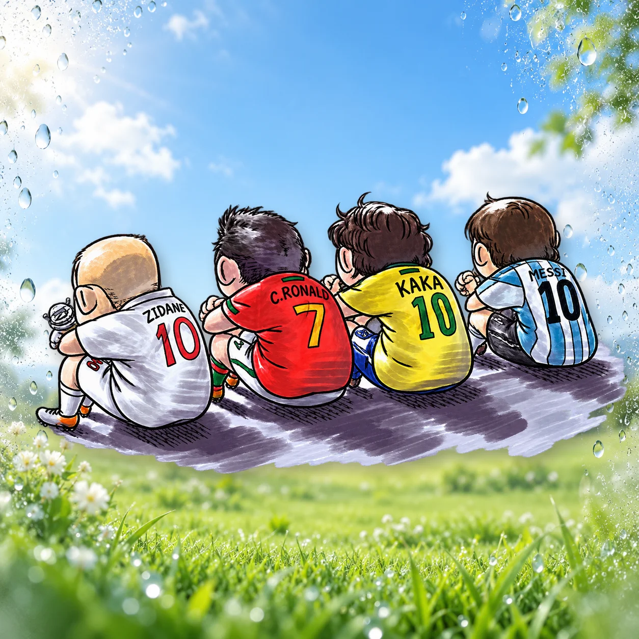Cartoon Baby Soccer Players Zidane Ronaldo Kaka Messi Vinyl Decal for Car Window Bumper