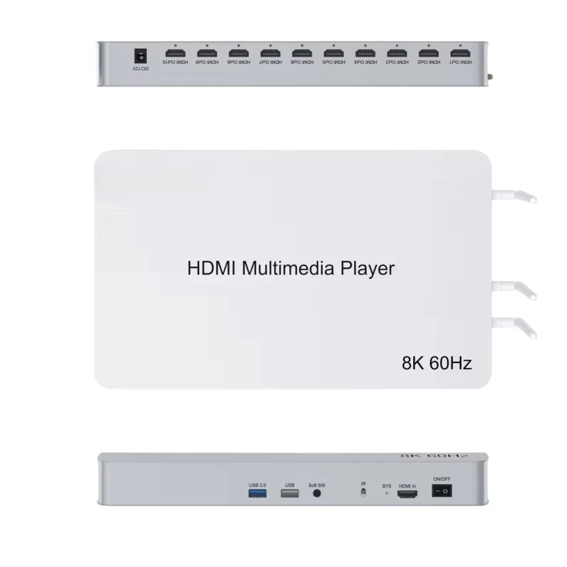 8k 60Hz 10-Ways for Metal Media Player 8K for Signal Source High-definition Transmission