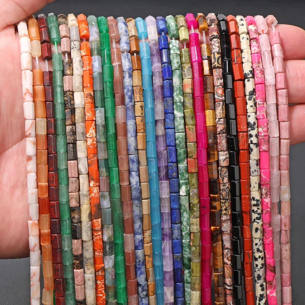 Cylinder Tube Beads 4x6mm Natural Tiger Eye Amethyst Quartz Loose Beads for Jewelry Making Bracelet Necklace DIY Supplies