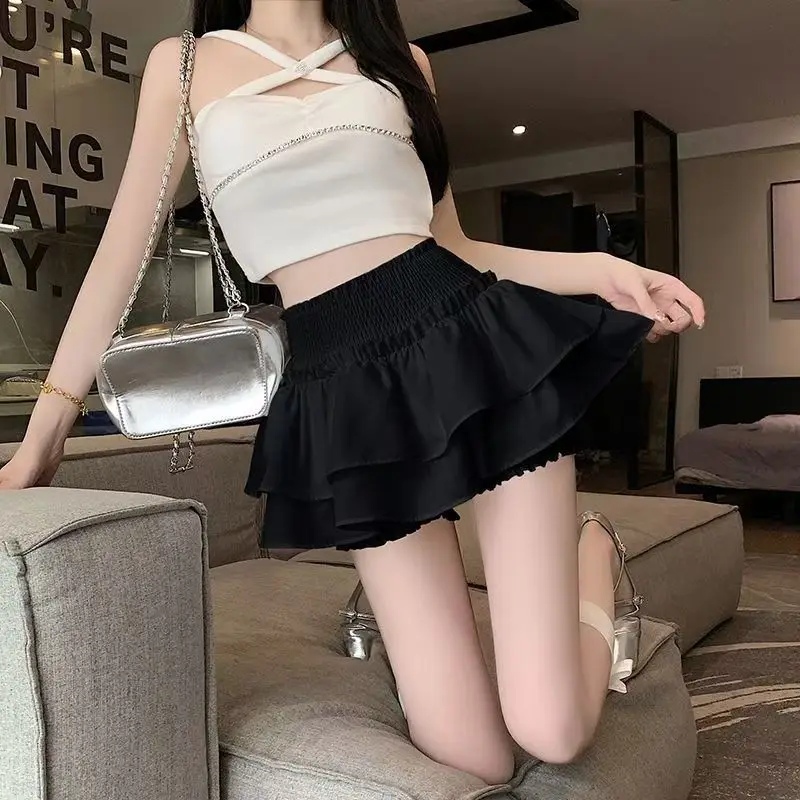 Kawaii – jupe gâteau courte pour fille, élastique, taille haute, Style Ballet, à plusieurs niveaux, nouvelle princesse blanche, Mini jupe décontractée assortie