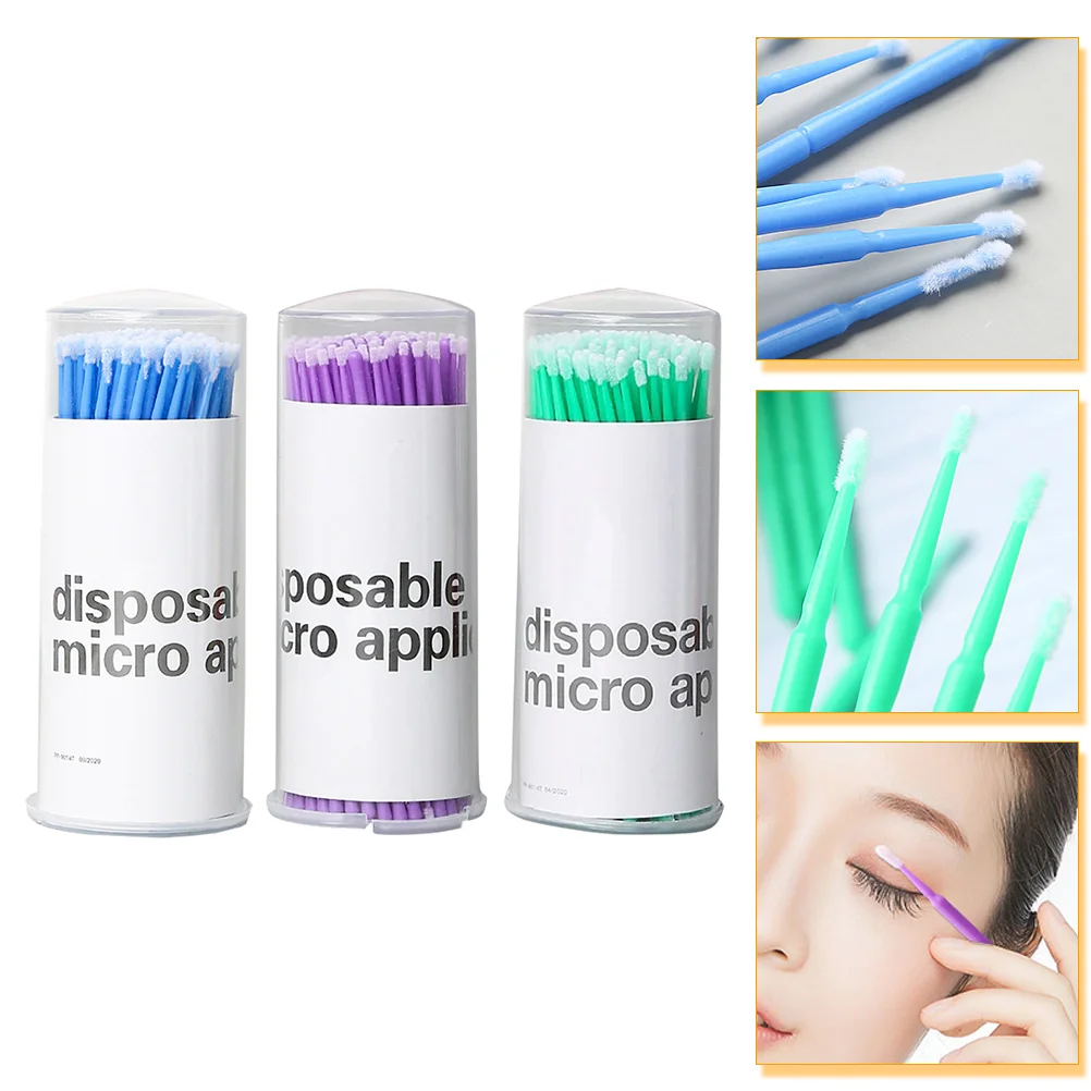 3 Bottles Cotton Swab Cleaning Stick Brushes Applicator Eyelash Extensions Micro Swabs