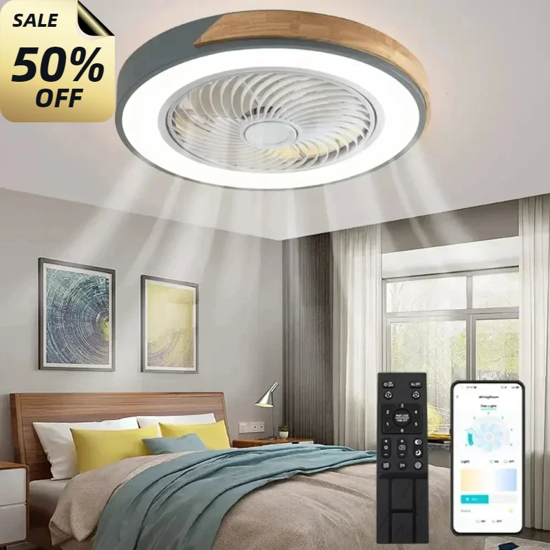 

Modern Low Profile Wood LED Ceiling Fan Light with Remote Control Dimmable 3 Color Timing Fan Lamp Indoor Ceiling Kids Light Art