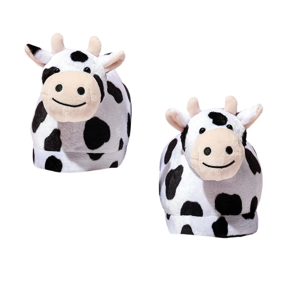 Cow Slippers Halloween Socks Mens House Slides for Animal Warm-keeping Universal Plush Winter Shaped Fluffy