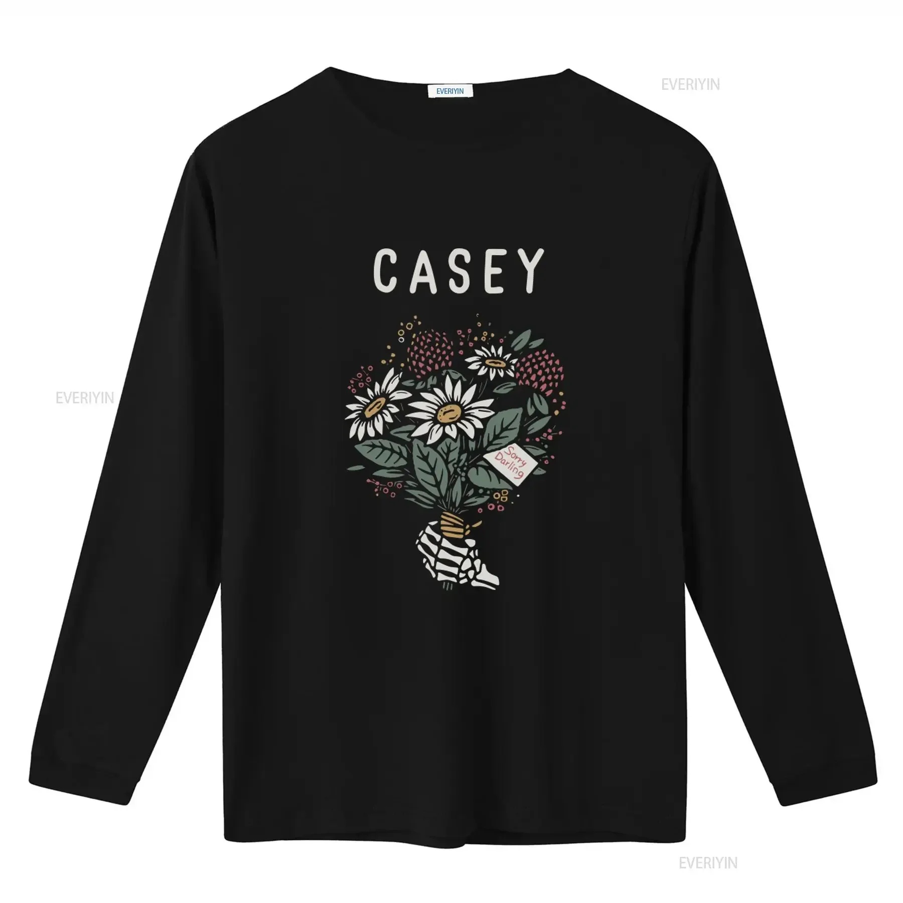 CASEY U K Hardcore Band Sorry Darling Floral Bouquet T Shirt vintage Washed fashion Unisex homme Slightly Casual