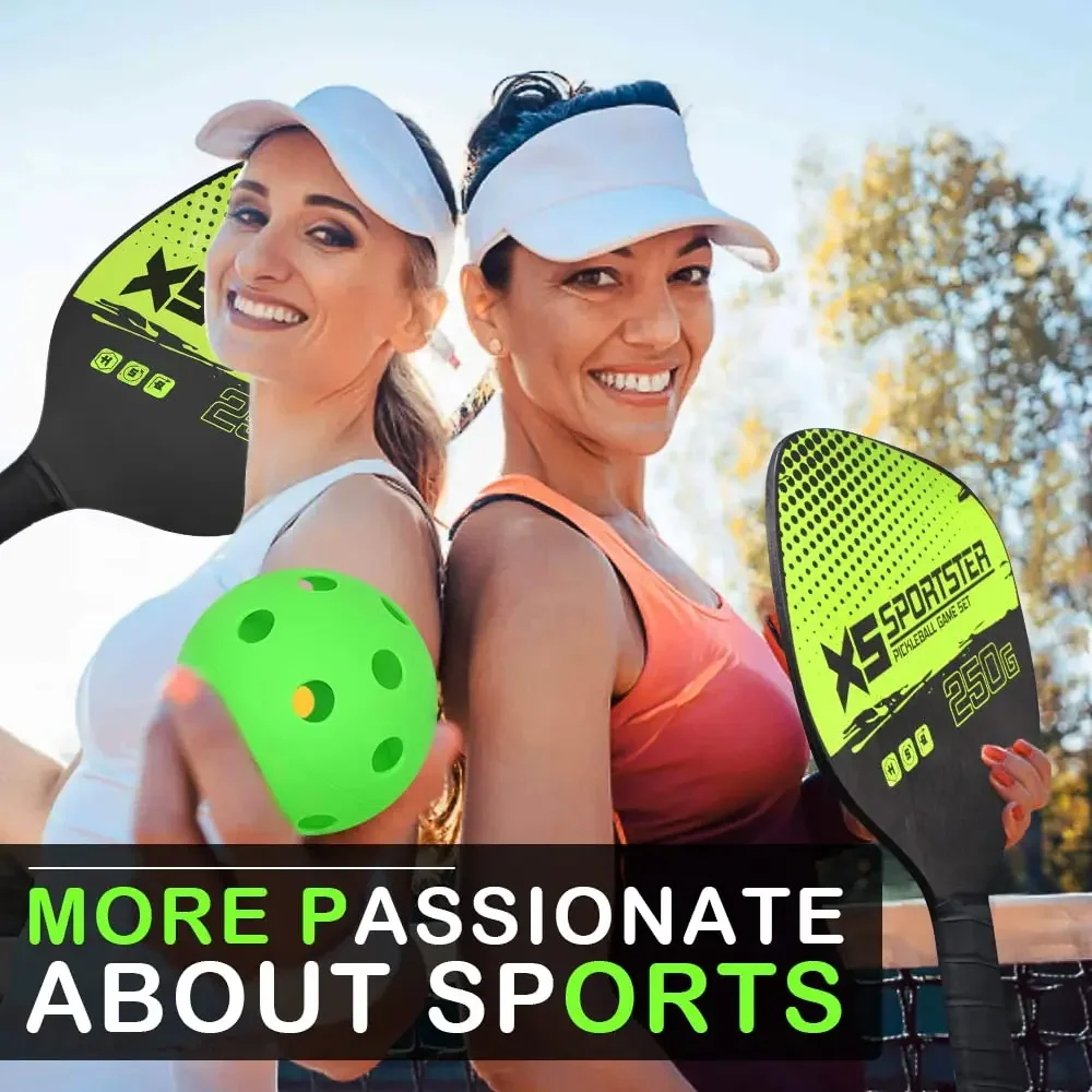 Pickle ball Paddel und Pickle ball Set 2 Schläger 4 Pickle balls tragbar für Indoor Outdoor Übungs geschenke für Männer Frauen