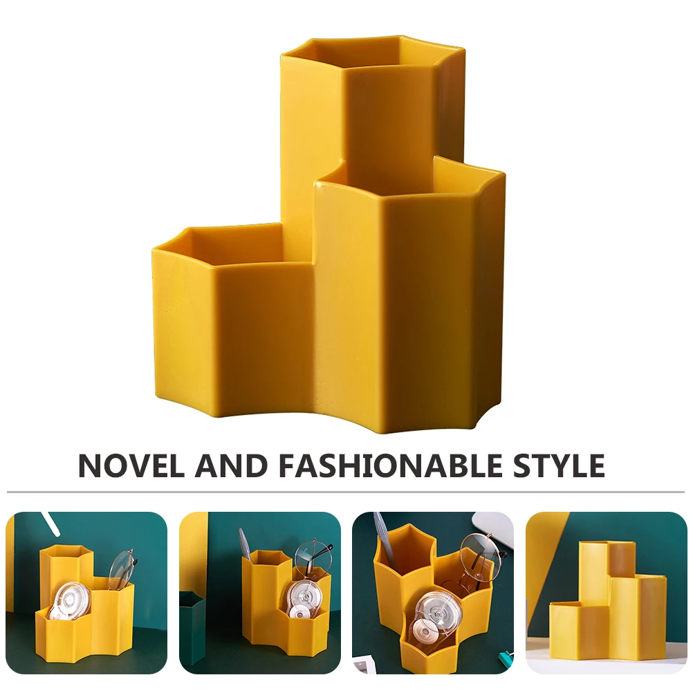 

Makeup Brush Yellow Pen Container Desk Organizer Pen Container Creative Bucket Office Brush Holder Holder