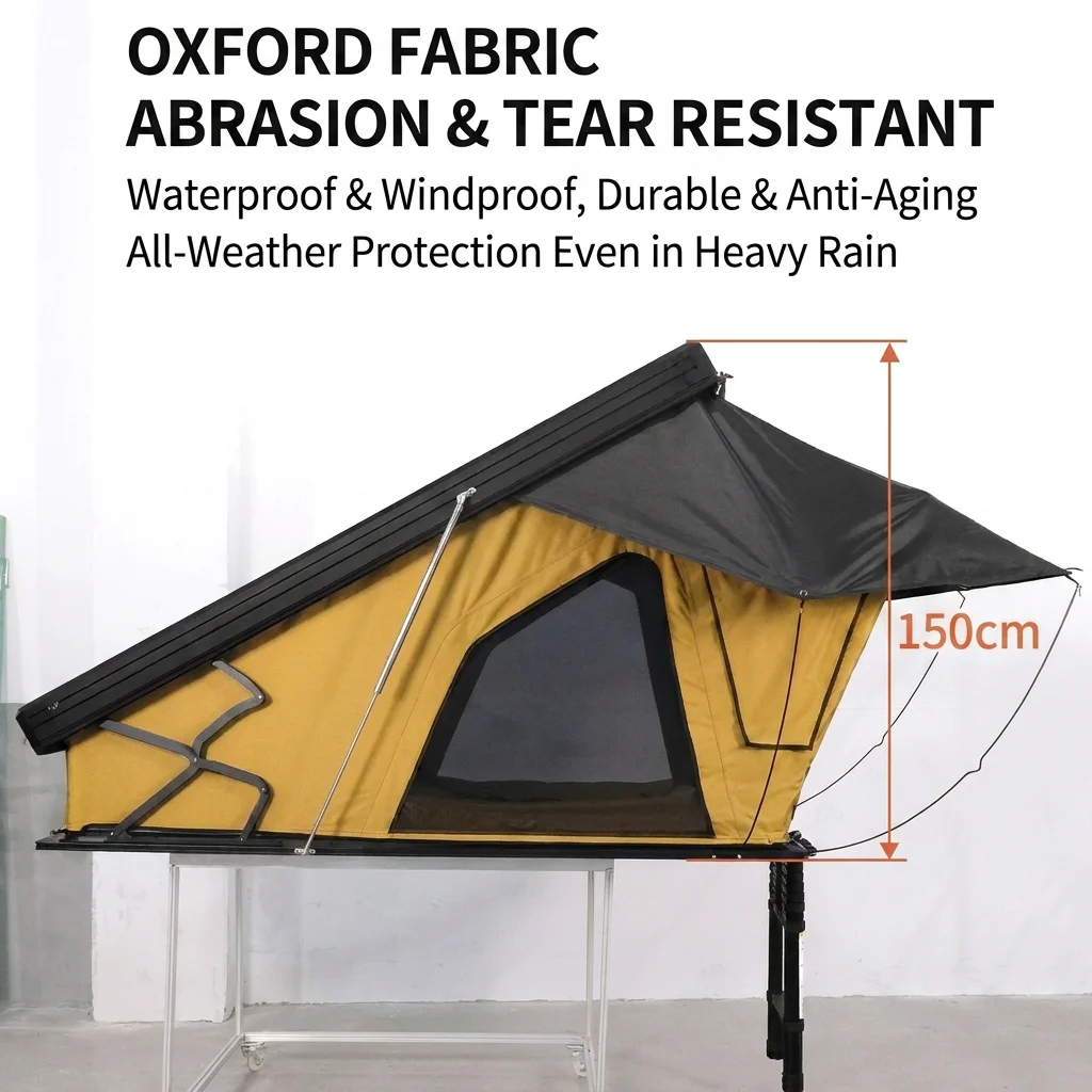 2026 Professional Wedge Rooftop Tent Hard Shell Quick Setup Camping Car Roof Tent Breathable Mesh for SUV Outdoor Travelpromote