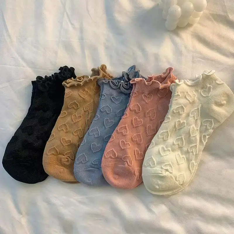 5-Farben-Anzug, einfache Liebe, Bootssocken, Damen, niedliche weiße Spitze, JK, kurze Röhrensocken, lässige süße Söckchen
