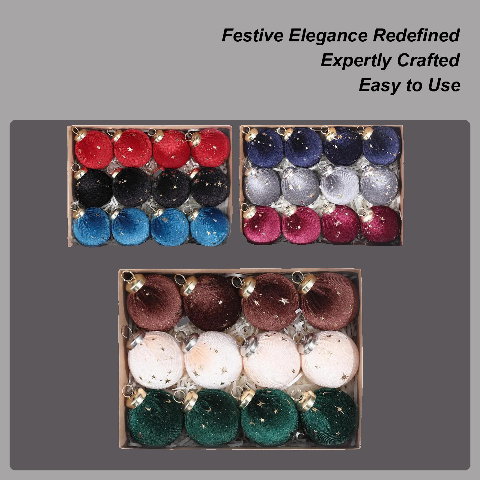 

12 шт. небьющиеся рождественские украшения 6 см елочные шары украшения бархатный декор для дома на День Благодарения 2026 НОВЫЙ ГОД