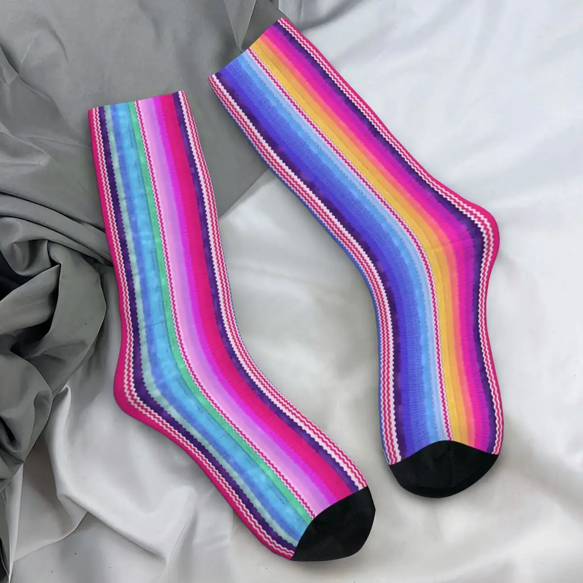 Rainbow Striped Socks Colorful Print Modern Stockings Spring Anti Skid Girls Socks Soft Custom Running Socks