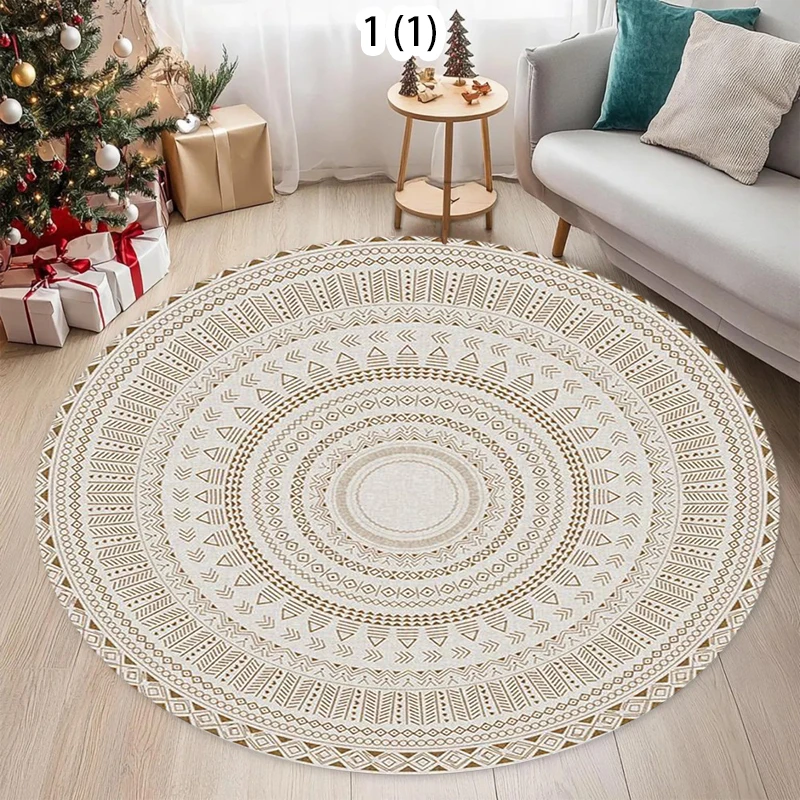 Whorl Light Luxury Persian Round Carpet for Living Room Home Study Room Computer Chair Carpet Large Bedroom Bedside Rug Antiskid
