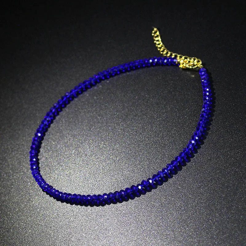 

Blue Beads Short Necklace Choker for Women Female Party Jewelry Accessory