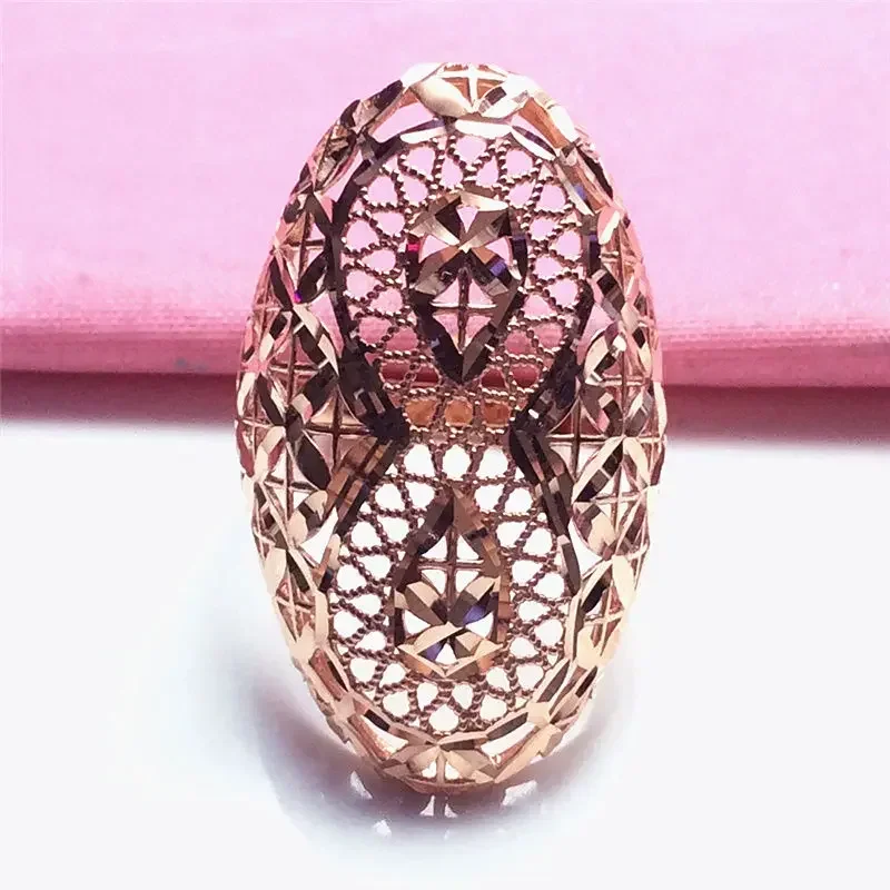 

585 Purple Gold Rose Gold 8 Figures Oval High End Elegant Hollow Design Rings for Women Opening Exquisite Luxury Jewelry