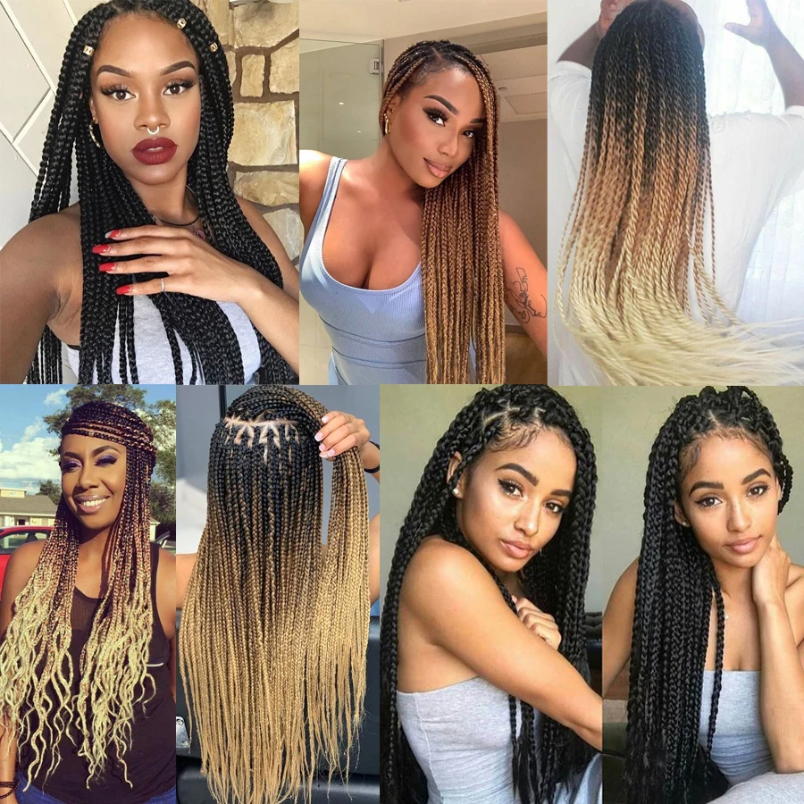 Synthetic Fiber Bluk for Jumbo Braids Box Braid Crochet hair Ombre Color EZ Braiding Hair Extensions for Black Woman Girls Brown