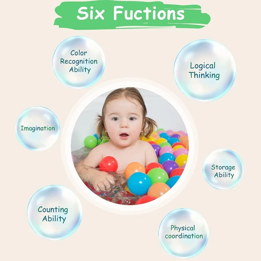 100Pcs Ball Pit Balls for Baby and Toddler Phthalate Free Crush Proof Plastic - Multicolored Pit Balls in Reusable Play Toys for