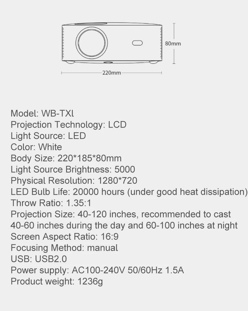 Wanbo X1 Projector Global Version Mini Projector Support 1080P Mini LED Portable Projector Keystone Correction For Home Office