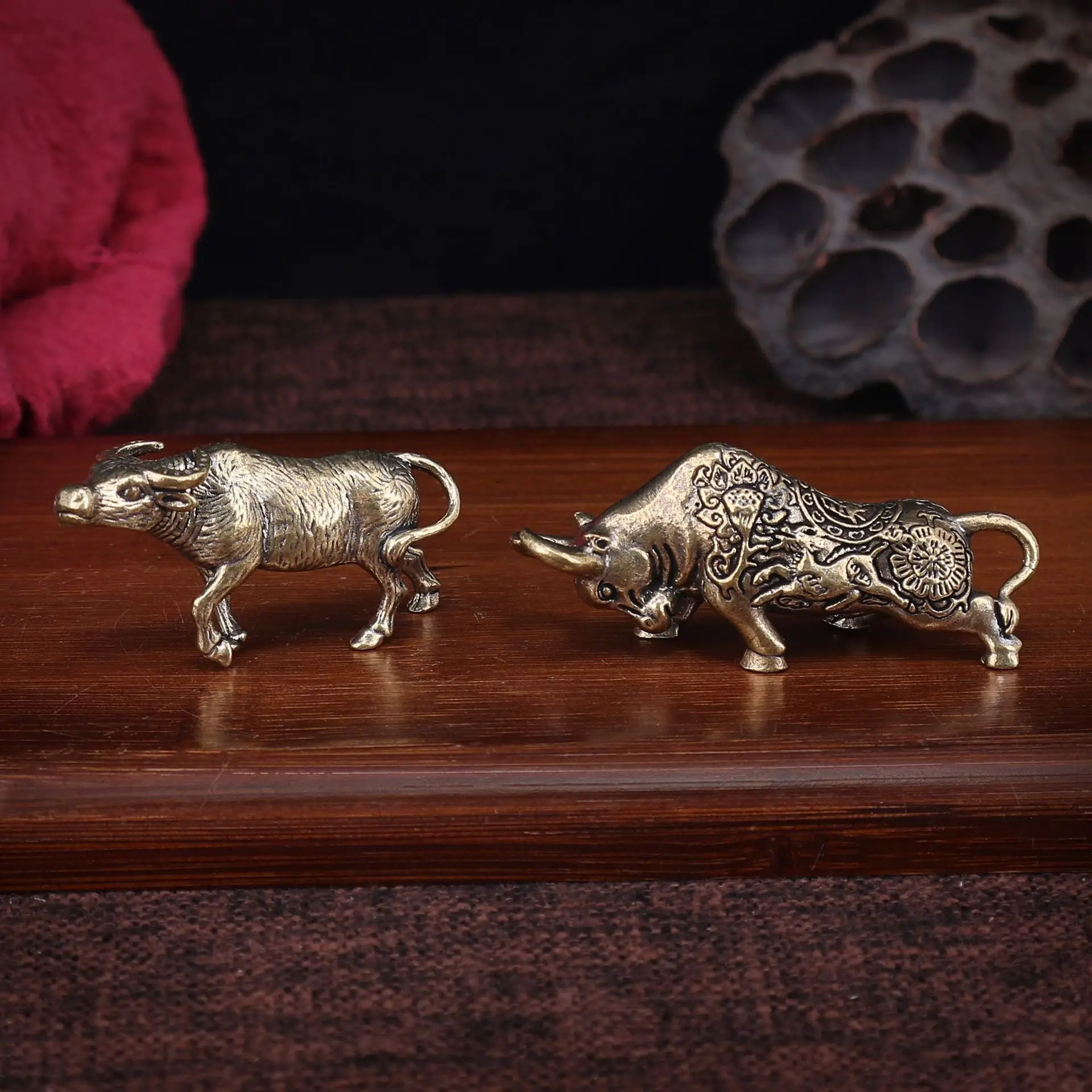 Brass Aged Zodiac Sign of  Year of The Ox Is Full of Vigor and Vitality, A Vintage Bronze Figurine of The Water Buffalo