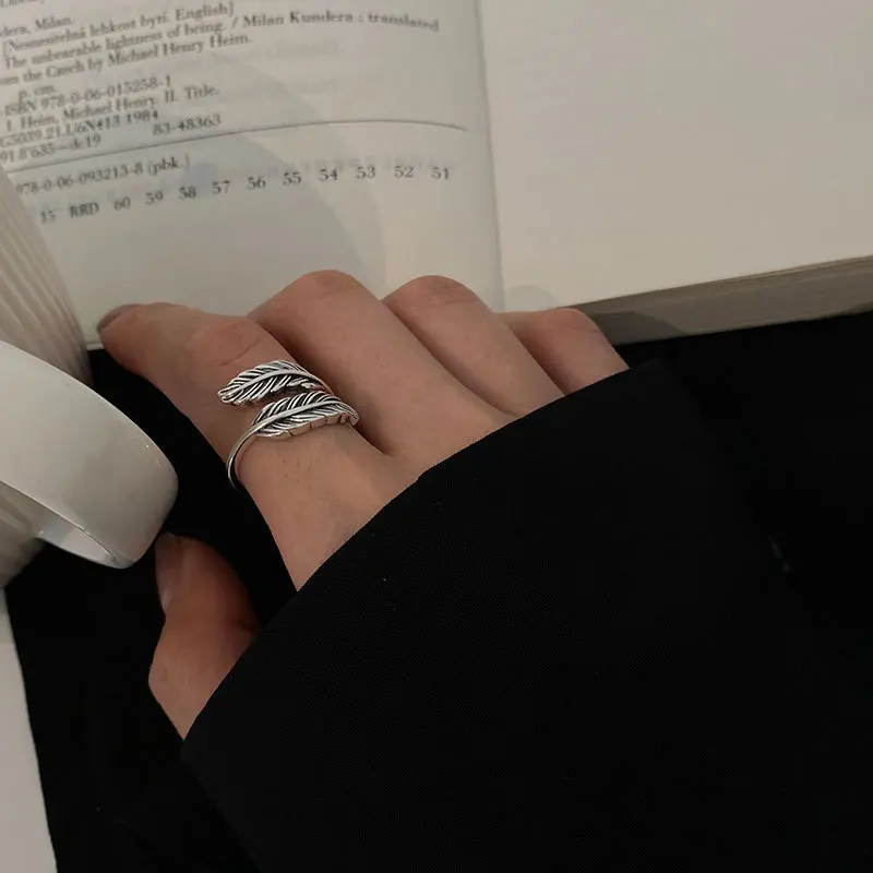 

Buyee 925 Sterling Silver Female Ring Finger Elegant Leaf Small Open Ring for Women Fashion Party Fine Jewelry Circle Gift